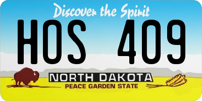 ND license plate HOS409