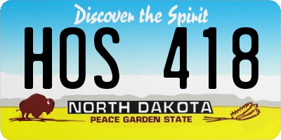 ND license plate HOS418