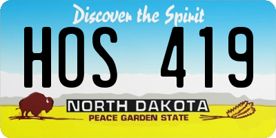 ND license plate HOS419