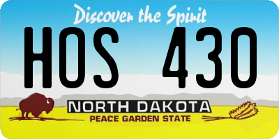 ND license plate HOS430