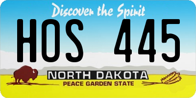 ND license plate HOS445