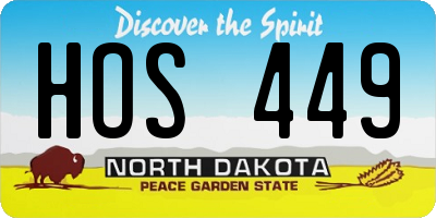 ND license plate HOS449