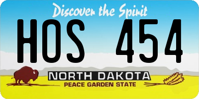 ND license plate HOS454