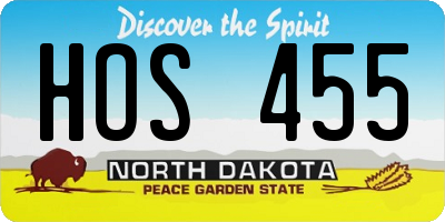ND license plate HOS455