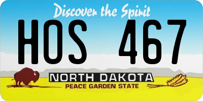 ND license plate HOS467