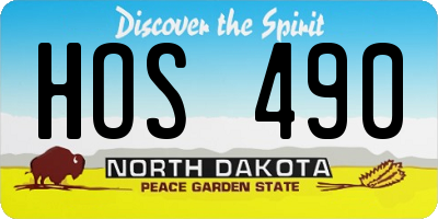 ND license plate HOS490