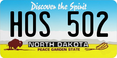 ND license plate HOS502