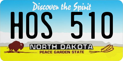 ND license plate HOS510