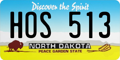 ND license plate HOS513