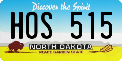 ND license plate HOS515