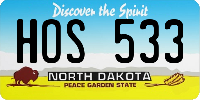 ND license plate HOS533
