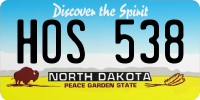 ND license plate HOS538