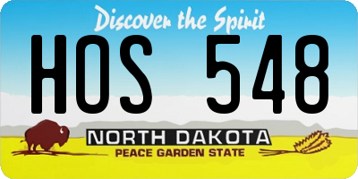 ND license plate HOS548