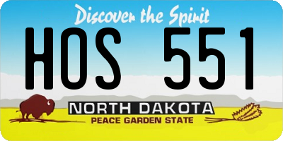 ND license plate HOS551