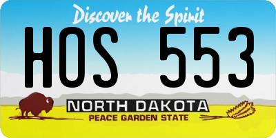 ND license plate HOS553