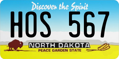 ND license plate HOS567