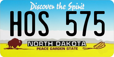 ND license plate HOS575