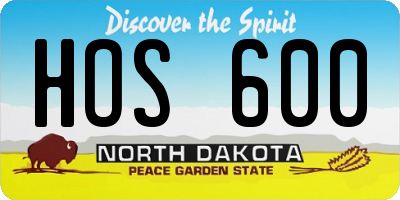 ND license plate HOS600