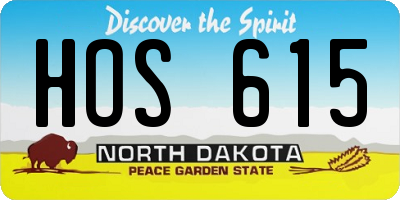 ND license plate HOS615