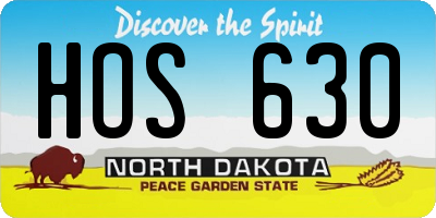 ND license plate HOS630