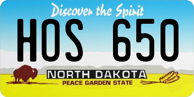 ND license plate HOS650