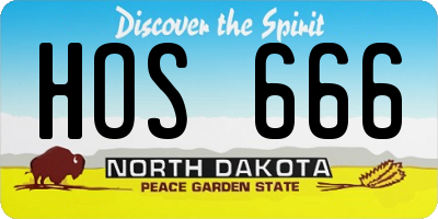 ND license plate HOS666