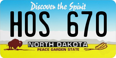ND license plate HOS670