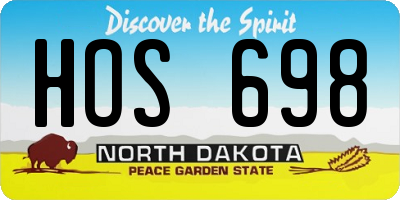 ND license plate HOS698