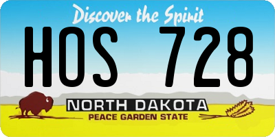 ND license plate HOS728