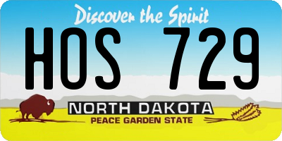 ND license plate HOS729