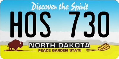 ND license plate HOS730