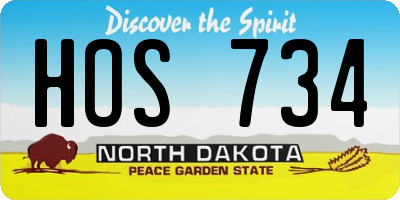 ND license plate HOS734