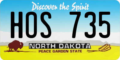 ND license plate HOS735