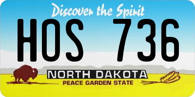 ND license plate HOS736