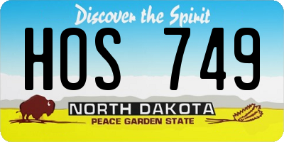 ND license plate HOS749