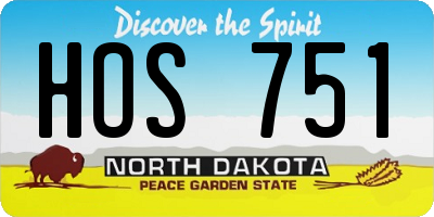 ND license plate HOS751