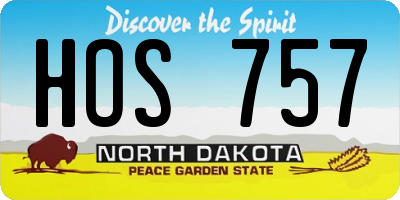 ND license plate HOS757