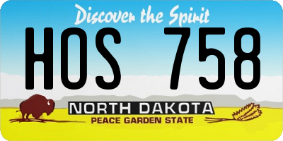ND license plate HOS758