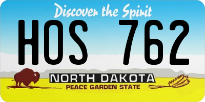 ND license plate HOS762