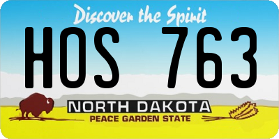 ND license plate HOS763