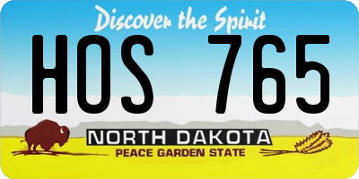 ND license plate HOS765