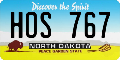 ND license plate HOS767