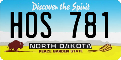 ND license plate HOS781