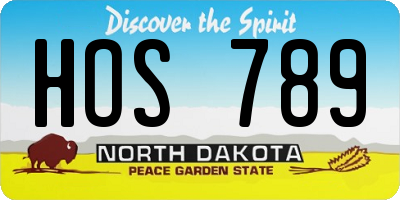 ND license plate HOS789