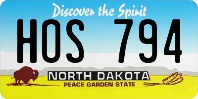 ND license plate HOS794
