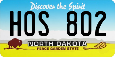 ND license plate HOS802