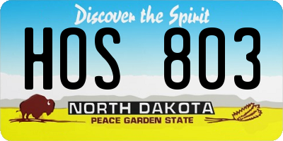ND license plate HOS803