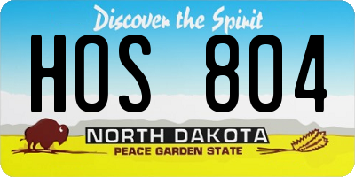 ND license plate HOS804