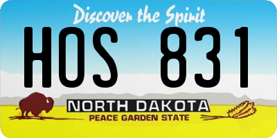 ND license plate HOS831