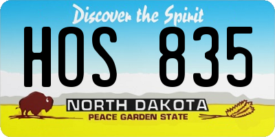 ND license plate HOS835